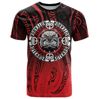 Aotearoa Bulldog T Shirt New Zealand Kowhaiwhai Tribal LT9 Red - Polynesian Pride