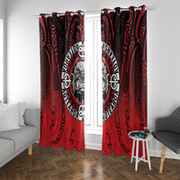 Aotearoa Bulldog Window Curtain New Zealand Kowhaiwhai Tribal LT9 With Grommets Red - Polynesian Pride
