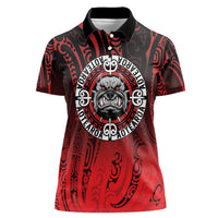 Aotearoa Bulldog Women Polo Shirt New Zealand Kowhaiwhai Tribal LT9 Female Red - Polynesian Pride