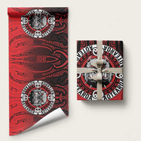 Aotearoa Bulldog Wrapping Paper New Zealand Kowhaiwhai Tribal LT9 58" × 23" Red - Polynesian Pride
