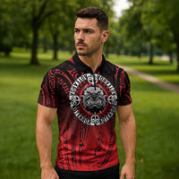 Aotearoa Bulldog Zipper Polo Shirt New Zealand Kowhaiwhai Tribal LT9 - Polynesian Pride