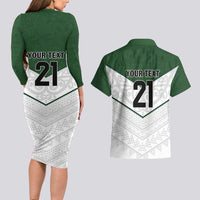 Custom New Zealand Maori Niho Taniwha Couples Matching Long Sleeve Bodycon Dress and Hawaiian Shirt LT9 - Polynesian Pride