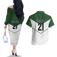 Custom New Zealand Maori Niho Taniwha Couples Matching Off The Shoulder Long Sleeve Dress and Hawaiian Shirt LT9 - Polynesian Pride