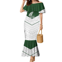 Custom New Zealand Maori Niho Taniwha Family Matching Mermaid Dress and Hawaiian Shirt LT9 Mom's Dress Green - Polynesian Pride