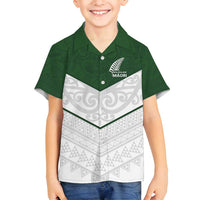 Custom New Zealand Maori Niho Taniwha Family Matching Off Shoulder Maxi Dress and Hawaiian Shirt LT9 Son's Shirt Green - Polynesian Pride