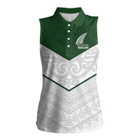 Custom New Zealand Maori Niho Taniwha Women Sleeveless Polo Shirt LT9 Female Green - Polynesian Pride