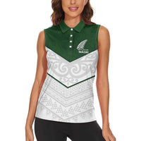 Custom New Zealand Maori Niho Taniwha Women Sleeveless Polo Shirt LT9 - Polynesian Pride