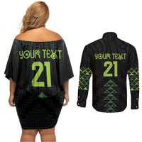 Custom New Zealand Maori Koru Koiri Motif Couples Matching Off Shoulder Short Dress and Long Sleeve Button Shirt LT9 - Polynesian Pride