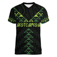 Custom New Zealand Maori Koru Koiri Motif Women V-Neck T-Shirt LT9 Female Green - Polynesian Pride