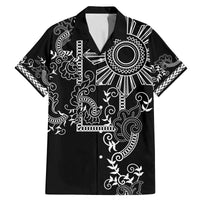 Filipino Sun Tribal Tattoo Family Matching Mermaid Dress and Hawaiian Shirt Philippines Inspired Barong Simple Black LT9 Dad's Shirt - Short Sleeve Black - Polynesian Pride