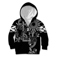 Filipino Sun Tribal Tattoo Kid Hoodie Philippines Inspired Barong Simple Black LT9 Zip Hoodie Black - Polynesian Pride
