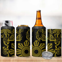 Filipino Sun Tribal Tattoo 4 in 1 Can Cooler Tumbler Philippines Inspired Barong Simple Gold LT9 - Polynesian Pride