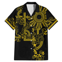 Filipino Sun Tribal Tattoo Family Matching Mermaid Dress and Hawaiian Shirt Philippines Inspired Barong Simple Gold LT9 Dad's Shirt - Short Sleeve Gold - Polynesian Pride