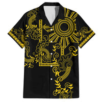 Filipino Sun Tribal Tattoo Family Matching Tank Maxi Dress and Hawaiian Shirt Philippines Inspired Barong Simple Gold LT9 Dad's Shirt - Short Sleeve Gold - Polynesian Pride