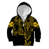 Filipino Sun Tribal Tattoo Kid Hoodie Philippines Inspired Barong Simple Gold LT9 Zip Hoodie Gold - Polynesian Pride