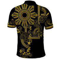 Filipino Sun Tribal Tattoo Polo Shirt Philippines Inspired Barong Simple Gold LT9 - Polynesian Pride