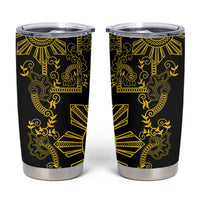 Filipino Sun Tribal Tattoo Tumbler Cup Philippines Inspired Barong Simple Gold LT9 Black - Polynesian Pride