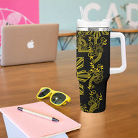 Filipino Sun Tribal Tattoo Tumbler With Handle Philippines Inspired Barong Simple Gold LT9 - Polynesian Pride