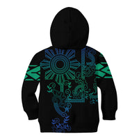 Filipino Sun Tribal Tattoo Kid Hoodie Philippines Inspired Barong Blue Art LT9 - Polynesian Pride