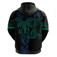 Filipino Sun Tribal Tattoo Zip Hoodie Philippines Inspired Barong Blue Art LT9 - Polynesian Pride