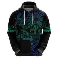 Filipino Sun Tribal Tattoo Zip Hoodie Philippines Inspired Barong Blue Art LT9 - Polynesian Pride