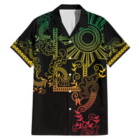 Filipino Sun Tribal Tattoo Family Matching Mermaid Dress and Hawaiian Shirt Philippines Inspired Barong Reggae Art LT9 Dad's Shirt - Short Sleeve Reggae - Polynesian Pride