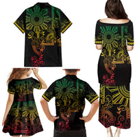 Filipino Sun Tribal Tattoo Family Matching Puletasi and Hawaiian Shirt Philippines Inspired Barong Reggae Art LT9 - Polynesian Pride