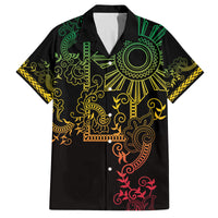 Filipino Sun Tribal Tattoo Family Matching Summer Maxi Dress and Hawaiian Shirt Philippines Inspired Barong Reggae Art LT9 Dad's Shirt - Short Sleeve Reggae - Polynesian Pride
