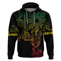 Filipino Sun Tribal Tattoo Hoodie Philippines Inspired Barong Reggae Art LT9 Pullover Hoodie Reggae - Polynesian Pride