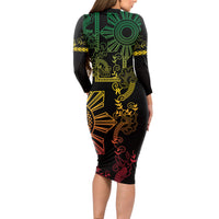 Filipino Sun Tribal Tattoo Long Sleeve Bodycon Dress Philippines Inspired Barong Reggae Art LT9 - Polynesian Pride