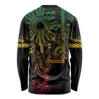 Filipino Sun Tribal Tattoo Long Sleeve Shirt Philippines Inspired Barong Reggae Art LT9 - Polynesian Pride