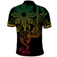 Filipino Sun Tribal Tattoo Polo Shirt Philippines Inspired Barong Reggae Art LT9 - Polynesian Pride