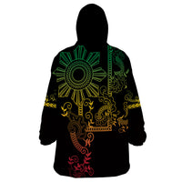 Filipino Sun Tribal Tattoo Wearable Blanket Hoodie Philippines Inspired Barong Reggae Art LT9 - Polynesian Pride