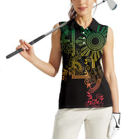 Filipino Sun Tribal Tattoo Women Sleeveless Polo Shirt Philippines Inspired Barong Reggae Art LT9 - Polynesian Pride