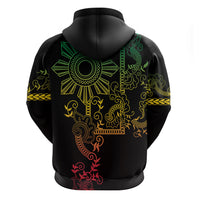 Filipino Sun Tribal Tattoo Zip Hoodie Philippines Inspired Barong Reggae Art LT9 - Polynesian Pride