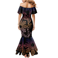 Filipino Sun Tribal Tattoo Family Matching Mermaid Dress and Hawaiian Shirt Philippines Inspired Barong Pink Art LT9 - Polynesian Pride