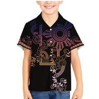 Filipino Sun Tribal Tattoo Family Matching Mermaid Dress and Hawaiian Shirt Philippines Inspired Barong Pink Art LT9 Son's Shirt Pink - Polynesian Pride