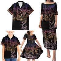 Filipino Sun Tribal Tattoo Family Matching Puletasi and Hawaiian Shirt Philippines Inspired Barong Pink Art LT9 - Polynesian Pride