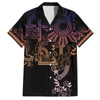 Filipino Sun Tribal Tattoo Family Matching Short Sleeve Bodycon Dress and Hawaiian Shirt Philippines Inspired Barong Pink Art LT9 Dad's Shirt - Short Sleeve Pink - Polynesian Pride