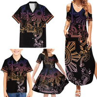 Filipino Sun Tribal Tattoo Family Matching Summer Maxi Dress and Hawaiian Shirt Philippines Inspired Barong Pink Art LT9 - Polynesian Pride
