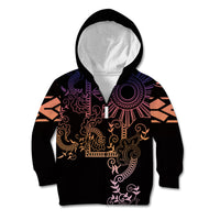 Filipino Sun Tribal Tattoo Kid Hoodie Philippines Inspired Barong Pink Art LT9 Zip Hoodie Pink - Polynesian Pride