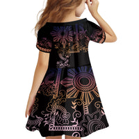 Filipino Sun Tribal Tattoo Kid Short Sleeve Dress Philippines Inspired Barong Pink Art LT9 - Polynesian Pride