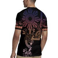 Filipino Sun Tribal Tattoo Rugby Jersey Philippines Inspired Barong Pink Art LT9 - Polynesian Pride