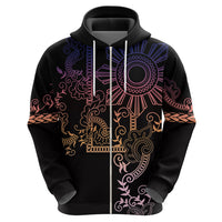 Filipino Sun Tribal Tattoo Zip Hoodie Philippines Inspired Barong Pink Art LT9 - Polynesian Pride