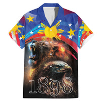 Philippines Lion and Eagle 1898 Family Matching Mermaid Dress and Hawaiian Shirt Pilipinas Maligayang Araw ng Kalayaan LT9 Dad's Shirt - Short Sleeve Black - Polynesian Pride