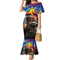 Philippines Lion and Eagle 1898 Family Matching Mermaid Dress and Hawaiian Shirt Pilipinas Maligayang Araw ng Kalayaan LT9 Mom's Dress Black - Polynesian Pride