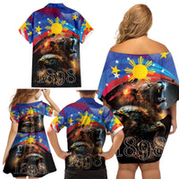 Philippines Lion and Eagle 1898 Family Matching Off Shoulder Short Dress and Hawaiian Shirt Pilipinas Maligayang Araw ng Kalayaan LT9 - Polynesian Pride