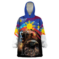 Philippines Lion and Eagle 1898 Wearable Blanket Hoodie Pilipinas Maligayang Araw ng Kalayaan LT9 One Size Black - Polynesian Pride