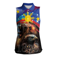 Philippines Lion and Eagle 1898 Women Sleeveless Polo Shirt Pilipinas Maligayang Araw ng Kalayaan LT9 Female Black - Polynesian Pride