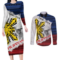Philippines 126th Independence Day Couples Matching Long Sleeve Bodycon Dress and Long Sleeve Button Shirt Pilipinas Hunyo 12 Maligayang Araw ng Kalayaan LT9 White - Polynesian Pride